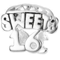 Sterling Silver Sweet 16 Sixteen Birthday Bead for European Charm Bracelets