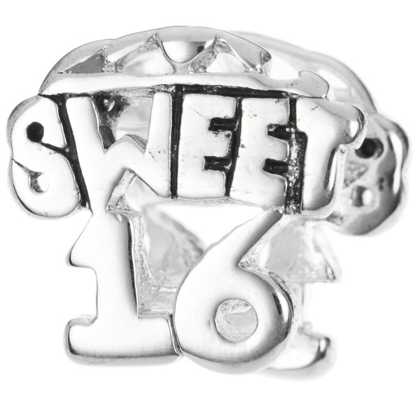 Sterling Silver Sweet 16 Sixteen Birthday Bead for European Charm Bracelets