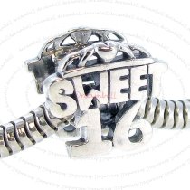 Sterling Silver Sweet 16 Sixteen Birthday Bead for European Charm Bracelets