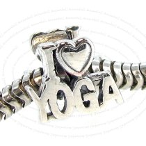 Sterling Silver I Love Yoga Bead for European Charm Bracelets