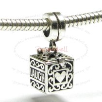 Sterling Silver Heart Love Laugh Live Locket Dangle Bead for European Charm Bracelets