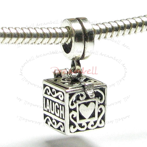Sterling Silver Heart Love Laugh Live Locket Dangle Bead for European Charm Bracelets