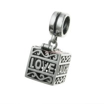 Sterling Silver Heart Love Laugh Live Locket Dangle Bead for European Charm Bracelets