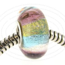 Sterling Silver Round Colourful Glass Bead for European Charm Bracelets