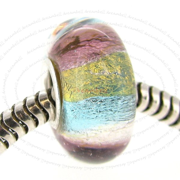 Sterling Silver Round Colourful Glass Bead for European Charm Bracelets