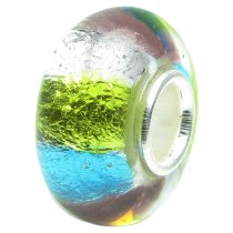 Sterling Silver Round Colourful Glass Bead for European Charm Bracelets
