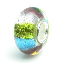 Sterling Silver Round Colourful Glass Bead for European Charm Bracelets