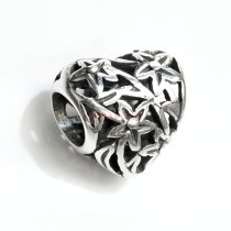 925 Sterling Silver Filigree Love Flower Leaf Heart European Bead Charm