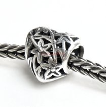 925 Sterling Silver Filigree Love Flower Leaf Heart European Bead Charm