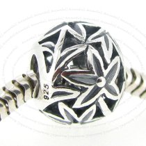 925 Sterling Silver Filigree Round Flower Ball European Bead Charm 12mm