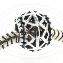 925 Sterling Silver Filigree Net Modern Art Design European Bead Charm