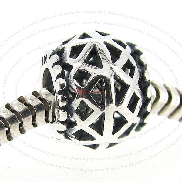 925 Sterling Silver Filigree Net Modern Art Design European Bead Charm