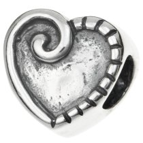 925 Sterling Silver Stylish Love Heart European Bead Charm