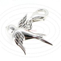 Sterling Silver Peace Flying Dove / Swallow Bird Dangle Pendant European Lobster Clip on Charm