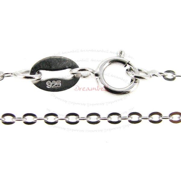 Rhodium on Sterling Silver Oval Ring Rolo Link Cable Chain Necklace 16"