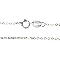 1x Rhodium Sterling Silver Oval Ring Rolo Link Cable Chain Necklace 18"