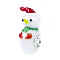 Sterling Silver Round Christmas Snowman Glass Bead for European Charm Bracelets