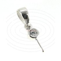 1x Sterling Silver CZ Crystal Bail Pin Pearl Pendant Connector