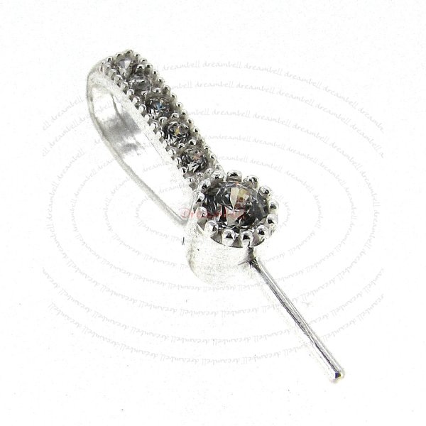 1x Sterling Silver CZ Crystal Bail Pin Pearl Pendant Connector