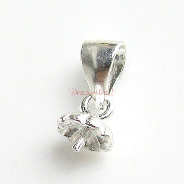 2x Sterling Silver Bail Pin with 5mm Cup Pearl Pendant Connector