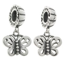 Sterling Silver Best Friend Forever Love Butterfly Pendant Dangle Bead for European Charm Bracelets