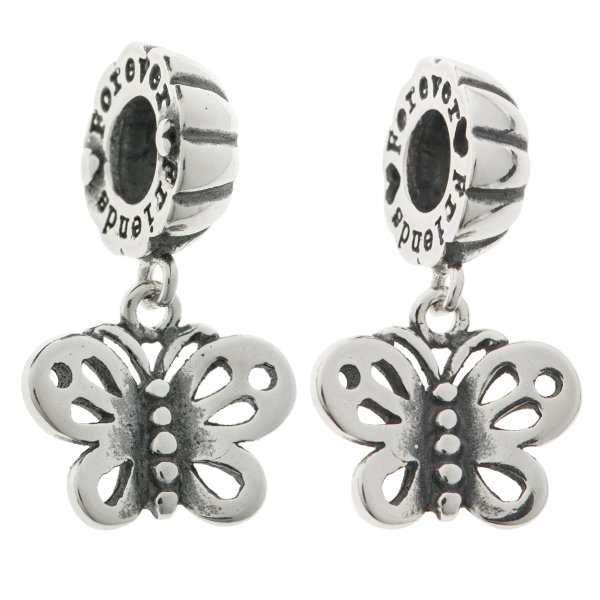 Sterling Silver Best Friend Forever Love Butterfly Pendant Dangle Bead for European Charm Bracelets