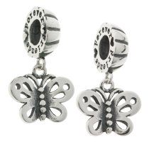Sterling Silver Best Friend Forever Love Butterfly Pendant Dangle Bead for European Charm Bracelets