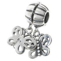 Sterling Silver Best Friend Forever Love Butterfly Pendant Dangle Bead for European Charm Bracelets