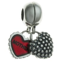 Sterling Silver Mother and Daughter Love Heart Pendant Dangle Family Bead for European Charm Bracelets