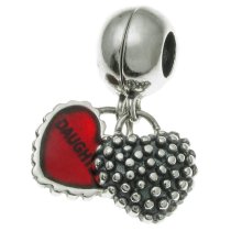 Sterling Silver Mother and Daughter Love Heart Pendant Dangle Family Bead for European Charm Bracelets