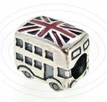 Sterling Silver London Bus Uk Britain Flag Enamel Bead for European Charm Bracelets