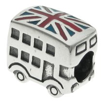 Sterling Silver London Bus Uk Britain Flag Enamel Bead for European Charm Bracelets