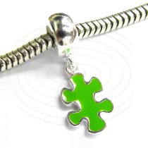 Sterling Silver Autism Awareness Green Puzzle Enamel Dangle Bead for European Charm Bracelets