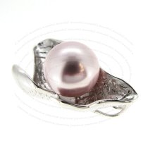 Rhodium on Sterling Silver Oyster Pearl Pin Cup Dangle Bail Pendant Connector