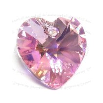 4 Swarovski Crystal Xilion Heart Charm Pendant Light Rose AB 10mm 6228