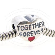 925 Sterling Silver Love Togther Forever Heart Enamel European Bead Charm