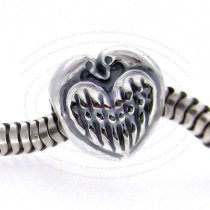 925 Sterling Silver Love Birds Heart European Bead Charm