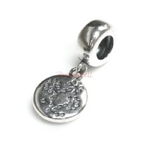 Sterling Silver Plum Daisy Flower Blossom Dangle Bead for European Charm Bracelets