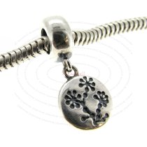 Sterling Silver Plum Daisy Flower Blossom Dangle Bead for European Charm Bracelets
