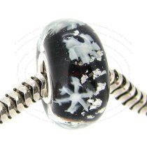 Sterling Silver Snowflake Let It Snow Black Glass Bead for European Charm Bracelets