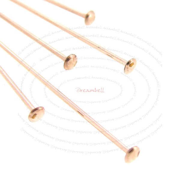 10x 14k Rose Gold Filled Headpins Head Pins 24ga 0.5mm 24 Gauge Round Wire 1.5"