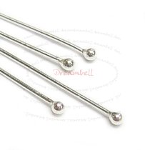 20x Sterling Silver Single Ball Dot Head Pin Headpins 24ga 30mm / 1.25''
