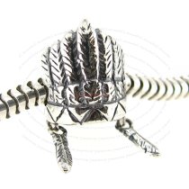 Sterling Silver American Indian Feather Headdress Hat Dangle Bead for European Charm Bracelets