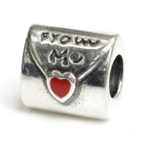 925 Sterling Silver Love Letter Heart Enamel European Bead Charm