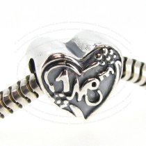 Antique 925 Sterling Silver Love #1 MOM Heart European Bead Charm