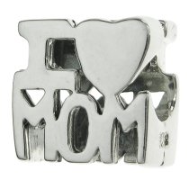 Antique .925 Sterling Silver I Love MOM Heart European Bead Charm