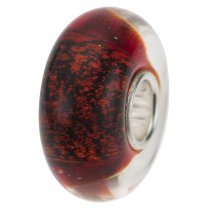 Sterling Silver Murano Red Siam Foiled Glass Bead for European Charm Bracelets