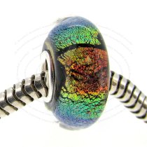 Sterling Silver Murano Red Siam Foiled Glass Bead for European Charm Bracelets