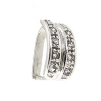1x Rhodium on Sterling Silver CZ Crystal Bail Pinch Pendant Connector Clasp