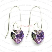 2x Sterling Silver Heart Vitrail Light Purple Crystal Earring w/ Sterling Silver Swirl Earwire Ear Wire Using Swarovski Elements Crystal